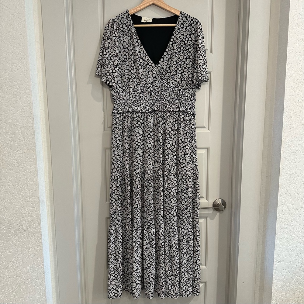 Ember‎ Floral Black and White Maxi Dress XL
